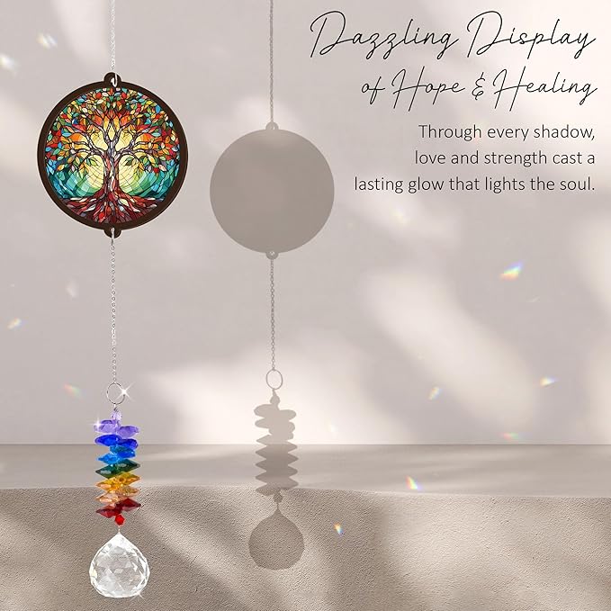 GIFTELIX Memorial Suncatcher - Tree of Life Ornament - Sympathy Gift for Loss of Loved One - Bereavement Gifts - Condolence Gift - Memorial Rainbow Maker - Remembrance Ornament - Funeral Keepsake