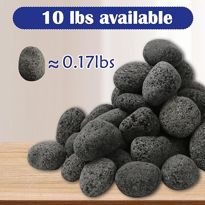 Sunnyglade 17.8LBS Black Lava Rocks for Fire Pit 1-2 inch Gas Fireplace Rocks, Black Lava Pebbles for Propane Fire Pit, Decorative Volcanic Stone for Outdoor & Indoor Gas Fireplace (17.8, Pounds)