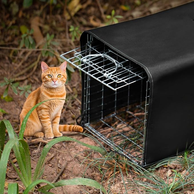 Trap Cage Cover,ONLY Cover, Cage not Included, Heavy Duty Animal Trap Cage Cover Small Animal Trap Cover for 1-Door Humane Cat Trap 32 x 10 x 12inch (Black, ONLY Cover, Cage not Included)