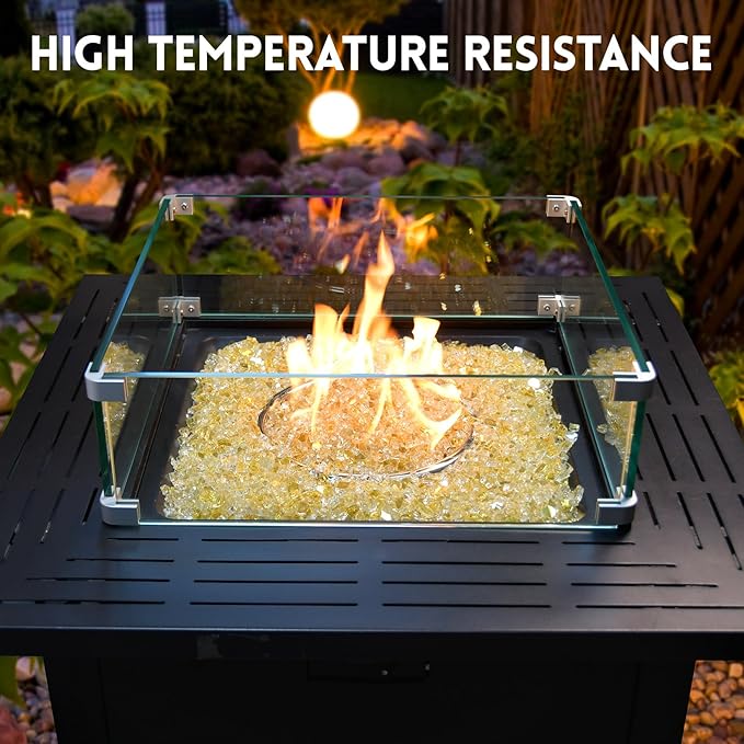 GasSaf 1/4 Inch Fire Glass Reflective Tempered Fireglass Cut Crushed FireGlass for Fire Pit, Fireplace, Replaces Existing Gas Logs & Lava Rocks (20 Pound)(Gold Reflective)