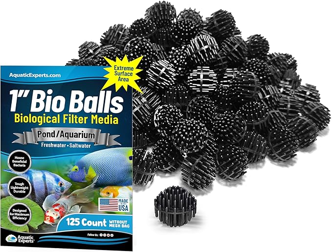 Aquatic Experts Bio Balls Filter Media, 1 Inch Small Bio Ball for Ponds and Aquarium Filters, Perfect Aquarium Filter Media, Made in The USA, (125 Count Without Mesh Bag)