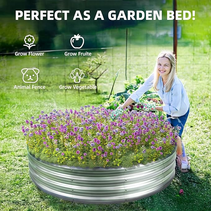 60 Inch Fire Pit Ring for Outside, 5FT Diameter Wood Burning Fire Ring, Large Round Galvanized Steel Fire Pit, Metal Outdoor Fireplace for Backyard, Patio, Camping, Bonfire (Silver)