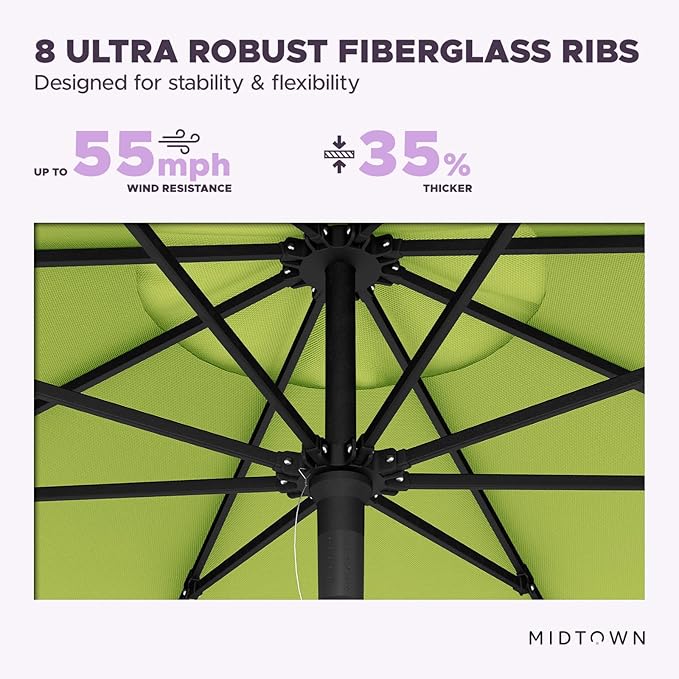 Midtown Umbrellas Push Pop Sunbrella Umbrella 9 Feet Outdoor Umbrella in Macaw Fabric - Patio Umbrella, Backyard Umbrella, Garden Umbrella, Picnic Table Umbrella & Pool Umbrella - Black Pole