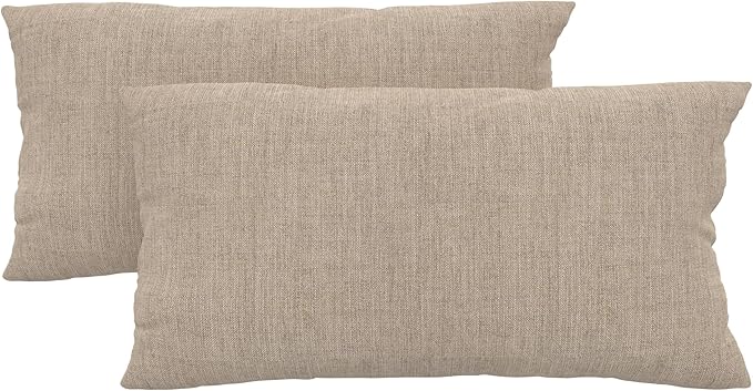Covers & All Sunbrellla Outdoor Pillows for Patio Furniture, UV Fade Resistant & Waterproof Outdoor Sunbrella Lumbar Pillows, Set of 2 Inserts & Covers for Patios, Decks and Porches (Cast Ash)