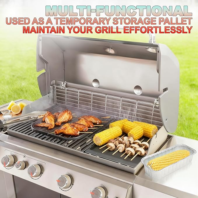 70379 Catch Pan & Drip Pan Liners for Weber Genesis II /II LX 400 & 600 Series, Grease Tray for Weber 400/600 Summit Series Smokefire Ex6 EpX6 Ex4 Gas Grill,with 10-Pack 6498 6417 Aluminum Foil Liners