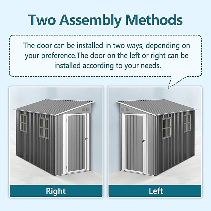 4X10 FT Outdoor Storage Shed W/ 2 Windows & Floor Frame,Lean to Shed W/Reversible Installation,Metal Garden Tool House W/Air Vents,Lockable Door & Sloped Roof,for Backyard Patio Lawn,Gray