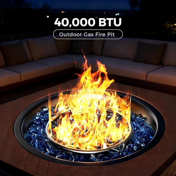2-Piece Propane Fire Pit Table 28 Inch Outdoor Gas Fire Pit 40,000 BTU with Tank Table Glass Rocks for Outside Patio Outdoor Backyard Deck Balcony, CSA Certified