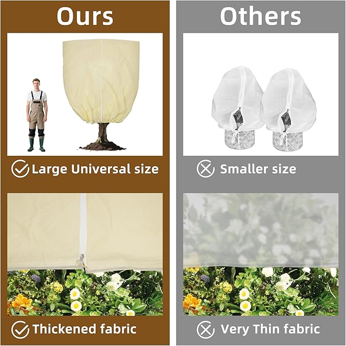 Plant Cover, Plant Protector, 4 Pack 39.3 * 31.8 inch Winter Frost Fabric Blanket, Two-Way with Drawstring for Outdoor Plants, Protects Against Cold Frost and Wind Damage.