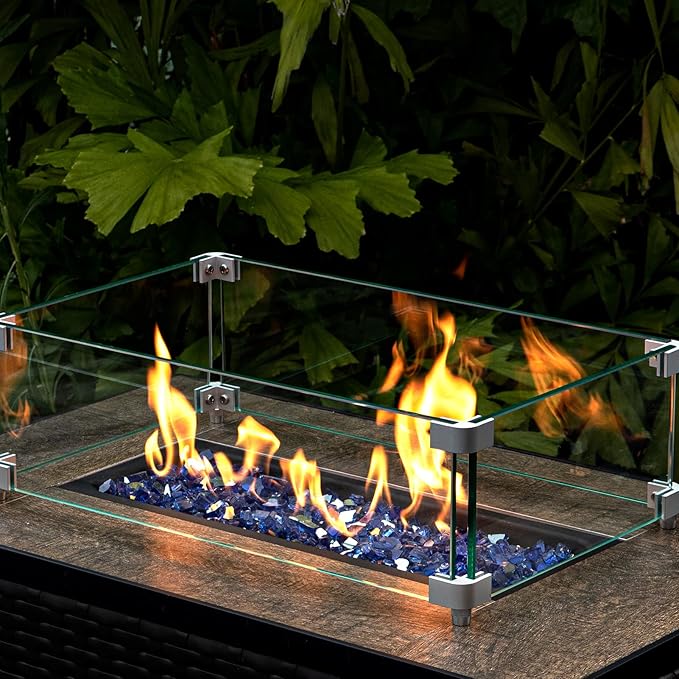 GASPRO 20 lbs Fire Glass for Propane Fire Pit, 1/2-Inch Reflective Fireplace Glass Rocks for Fire Pit Table, Cobalt Blue
