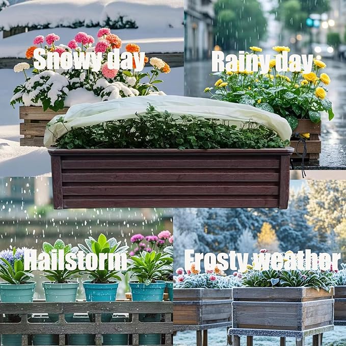 EJW Planter Cover,Frost Cloth,Plant Covers Freeze Protection,59'' x 17.7'' x 15.7'', Frost Cloths for Outdoor Plants, Planter Covers for Winter, Garden Covers for Winter 2PACK
