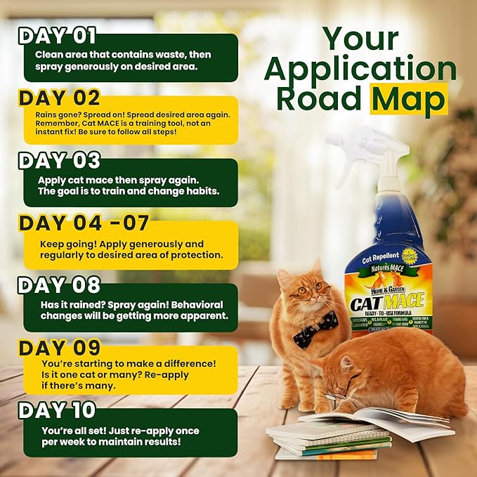 Nature's Mace Cat Mace Cat Repellent, Pets Training Tool, Outdoor & Indoor, Home, Liquid Spray Deterrent, Landscaped, Marking, Anti-Scratch, Garden & Furniture Protector, Ready-to-Use, 1 Gallon Spray