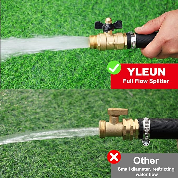 Garden Hose Brass Shut Off Valve Full Flow, No Restricted-Flow Water Shut-Off Connector, 3/4" GHT x 3/4" GHT Garden Hose Full Port Ball Valve Adapter (Butterfly Handle 2PCS)