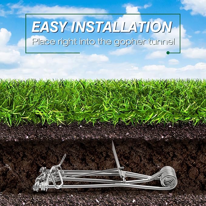 Qualirey 4 Pcs Outdoor Gopher Trap Easy Set Mole Trap Weather Resistant Gopher Killer Vole Killer for Lawn Garden Farm (Silver)