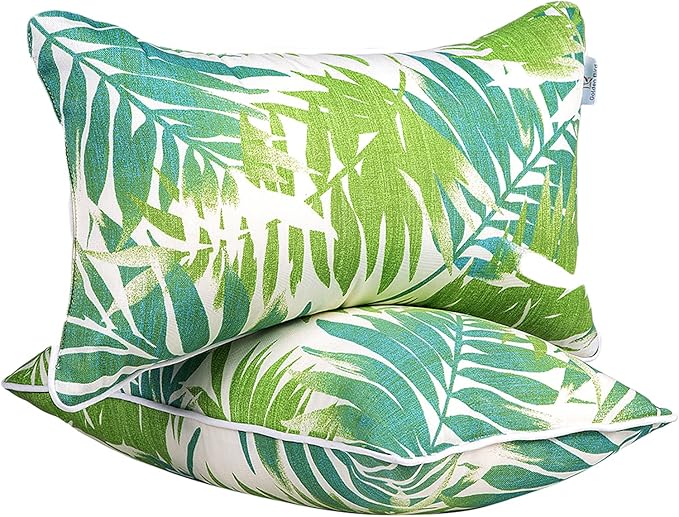 JMGBird Outdoor Lumbar Pillows Waterproof Set of 2 with Insert 12x20 Inch for Patio Furniture