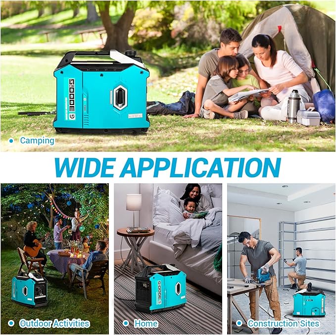 3000W Portable Inverter Generator, Super Quiet, Gas Powered for Camping, Tailgating, Home Emergency Use, RVs - Outdoor Power Equipment, EPA Compliant 2025 Version