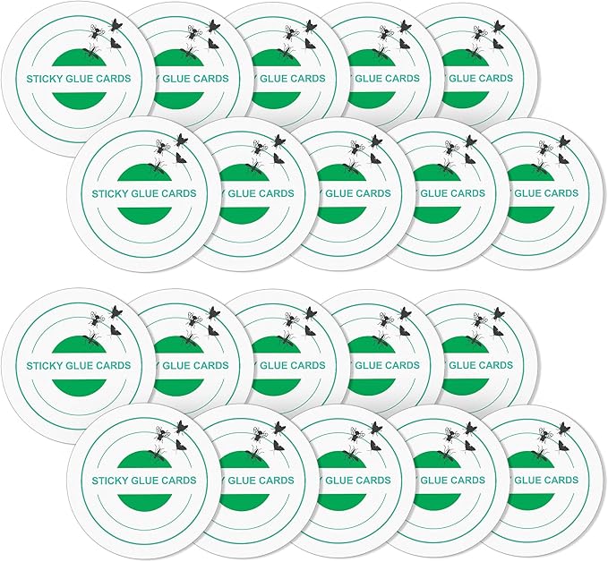 Qualirey 20 Pack Glue Trap Refill Pads Compatible with STEM Flying Insect Fan Trap, 3.94 Inches Replacement Glue Boards, Sticky Pads Insect Catcher for Indoor Fly Mosquito Bug Control