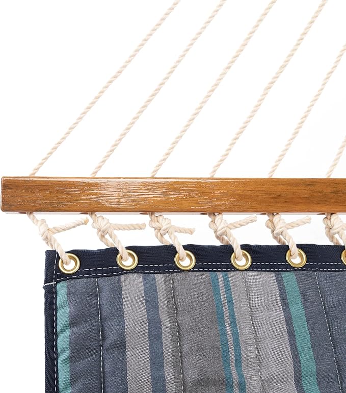 Original Pawleys Island Large Trusted Coast Sunbrella Quilted Hammock – 13 ft. x 55 in., 2-Person, 450 lb Capacity, Oak Spreader Bar, Handcrafted in The USA