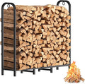 Gtongoko 4ft Heavy Duty Metal Firewood Rack Outdoor Indoor Fire Wood Holder Rack for Fireplace, Log Racks for Firewood Outdoor, Wood Pile Storage Organizer, Black