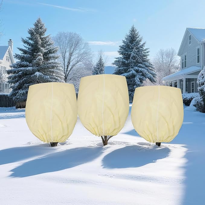 Plant Cover Freeze Protection, Winter Plant Covers 2 Pack 71 * 47.2 INCH, Plant Frost Cover, Tree Plant Freeze Protection Covers, Planter Plant Winter Frost Blanket with Zip Drawstring,