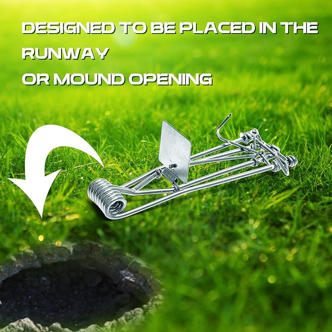 Qualirey 2 Pcs Outdoor Gopher Trap Easy Set Mole Trap Weather Resistant Gopher Killer Vole Killer for Lawn Garden Farm (Silver)