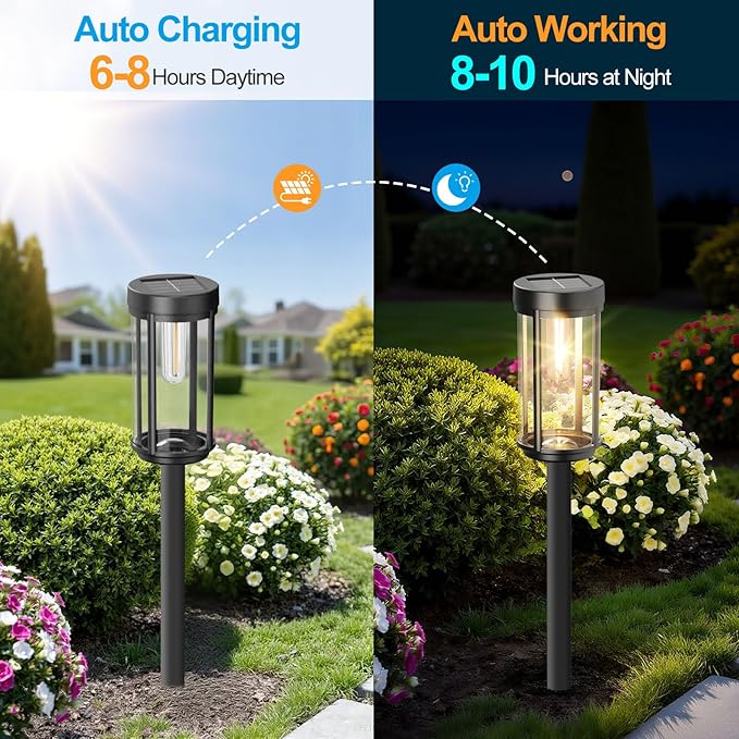 16 Pack Solar Lights Outdoor Waterproof for Garden Walkway Pathway Lawn Yard Decorative Modern Landscape Lighting. (Warm White Light, 16)