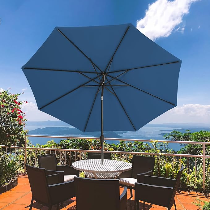 Sundale Outdoor Olefin 5-Year-Non-Fading Patio Umbrella with Sand Bag Umbrella Base, Outdoor Umbrella with Tilt and Crank