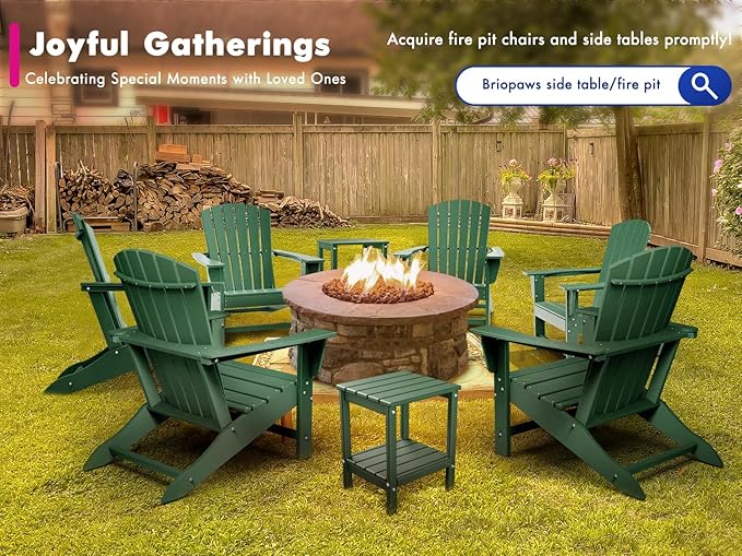 BRIOPAWS Adirondack-Chairs-Set of 6 | Fire Pit Chair | Oversized | HDPE Plastic | Weather Resistant | for Deck Outdoor Poolside Campfire | Forest