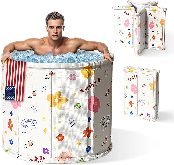 Zennest Foldable Portable Bathtub for Adults – 2-in-1 Hot & Cold Plunge, 105-Gal Large Capacity Collapsible Bathtub Adult, 6-layer Insulated Portable Soaking tub - Space-saving Design