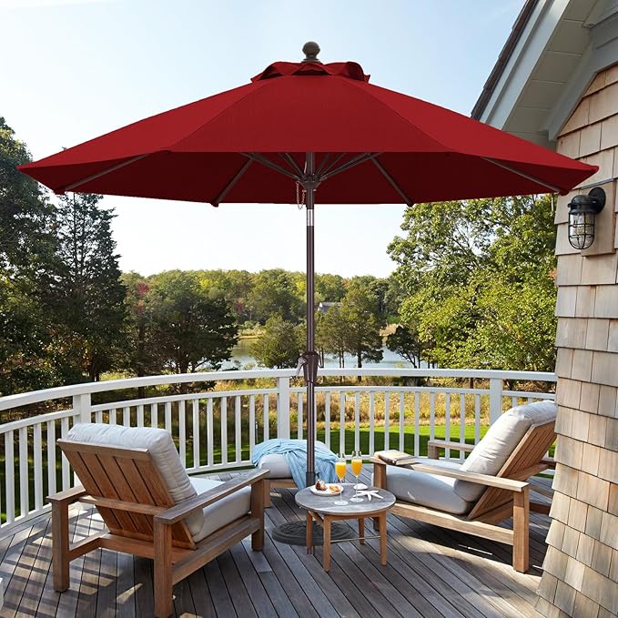ABCCANOPY OLEFIN® 5-Year No Fading 9FT Patio Umbrella, Outdoor Table Umbrella with 8 Sturdy Ribs for Deck, Backyard, Yard (Red)