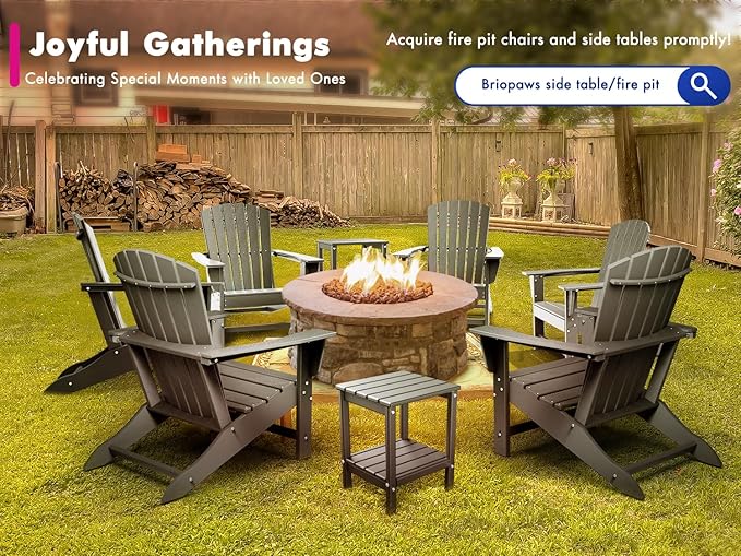 BRIOPAWS Adirondack-Chairs-Set of 6 | Fire Pit Chair | Oversized | HDPE Plastic | Weather Resistant | for Deck Outdoor Poolside Campfire | Grey