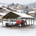 20x20 ft Metal Carport & Portable Garage, Heavy Duty with Galvanized Steel Roof & Frame - Large Tall Carports Canopy for Snow, Grey for Outdoor Garages