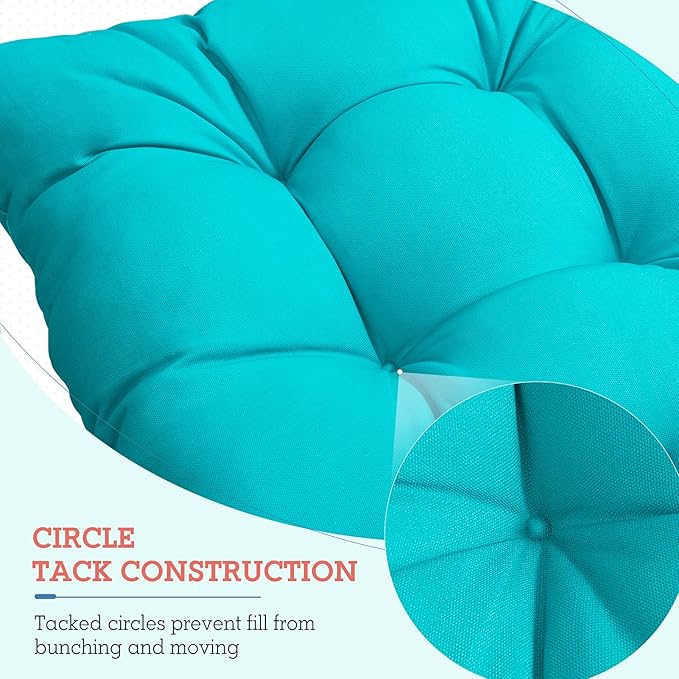 EAGLE PEAK Tufted Outdoor/Indoor High Back Patio Chair Cushions, Set of 2, 46'' x 22'', Blue