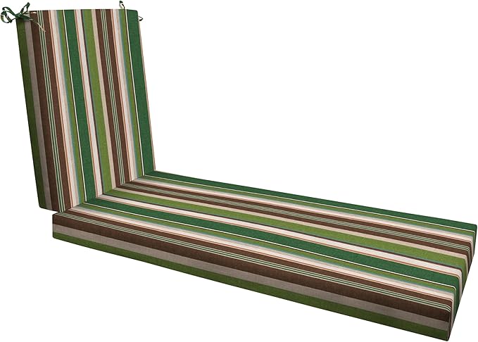 Honeycomb Outdoor Essentials Chaise Lounge, 21 x 70, Stripe Pine Green Chair Cushion for Patio Furniture
