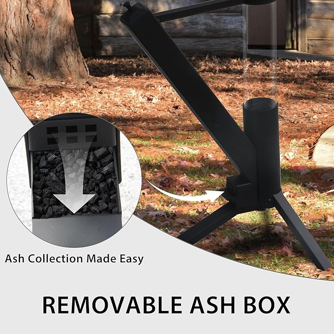 55.9 Inches Wood Pellet Patio Heaters for Outdoor Use, Portable Rocket Stove with Glass Tube for Patio, Porch and Garden