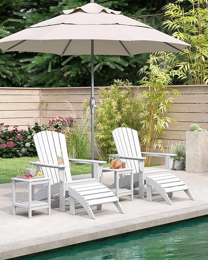 BRIOPAWS Adirondack-Chairs-Set of 2 | Fire Pit Chair | Oversized | HDPE Plastic | Weather Resistant | for Deck Outdoor Poolside Campfire | White