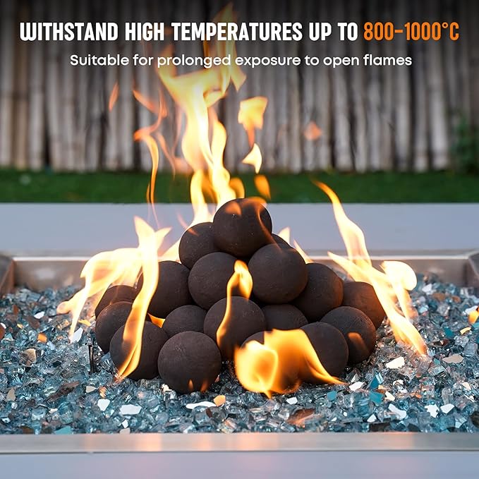 Stanbroil 2 inch Ceramic Balls, Set of 25 Round Balls, Modern Accessory for Indoor or Outdoor Fire Pits Fire Bowl and Fireplace, Black