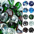 onlyfire 10-Pounds Fire Glass Diamonds for Propane Fire Pit, 1 Inch Blended Firepit Glass Rocks Stones for Gas Fireplace and Fire Pit Table, Emerald Green, Crystal Ice and Amber