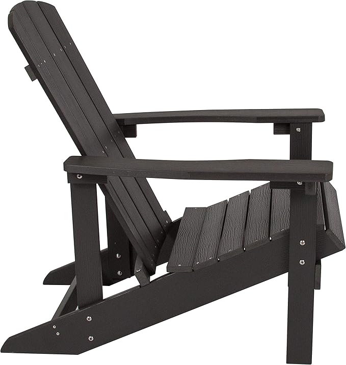 EMMA + OLIVER Campfire Set - Two Slate Poly Resin Adirondack Chairs - 29" Star and Moon Fire Pit with Mesh Cover - Weather Resistant - Wood Burning Fire Pit