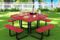 HIMcup 46" Square Picnic Table for Outside,Heavy Duty Metal Picnic Table Bench Set with 2in Umbrella Hole, 1600 lb Capacity,Commercial Dining Table Furniture for Garden Yard Patio Party Coffee Shop
