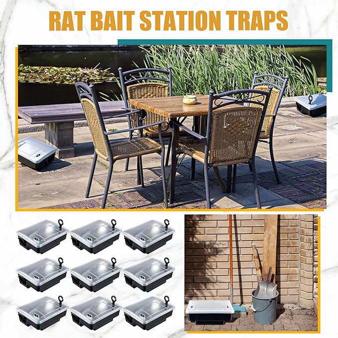 Qualirey 12 Packs Rat Bait Station Box with Clear Lids and Keys Outdoor Rodent Rat Traps Mouse Bait Station Indoor Mice Box for Outdoor Use Keeping Pets and Children Safe