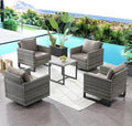 HUMMUH 5 Piece Patio Furniture Set,PE Wicker Patio Swivel Rocker Chairs Outdoor Chairs Set of 2 with Side Table for Porch,Garden,Backyard