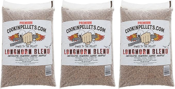 CookinPellets 40-Pound Longhorn Blend Premium Natural Grill Smoker Smoking Mesquite/Cherry/Maple Hardwood Wood Pellets, (3 Pack)