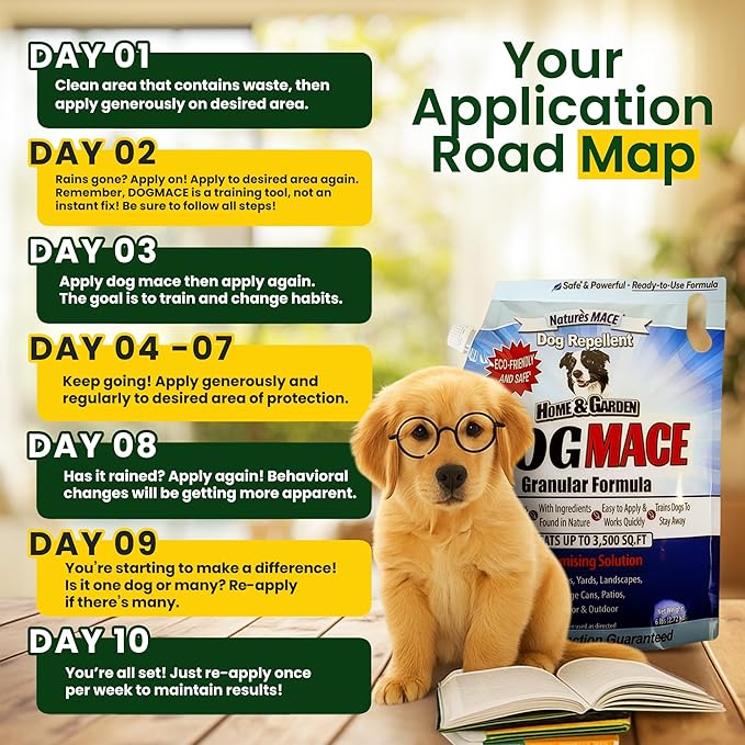Nature’s MACE Dog Mace Granular Dog Repellent, 6 Pounds – Outdoor Dog Deterrent for Lawn, Yard, Garden, and Plants, Helps Keep Dogs Away from Bushes and Flower Beds, Covers up to 3,500 Sq. Ft.