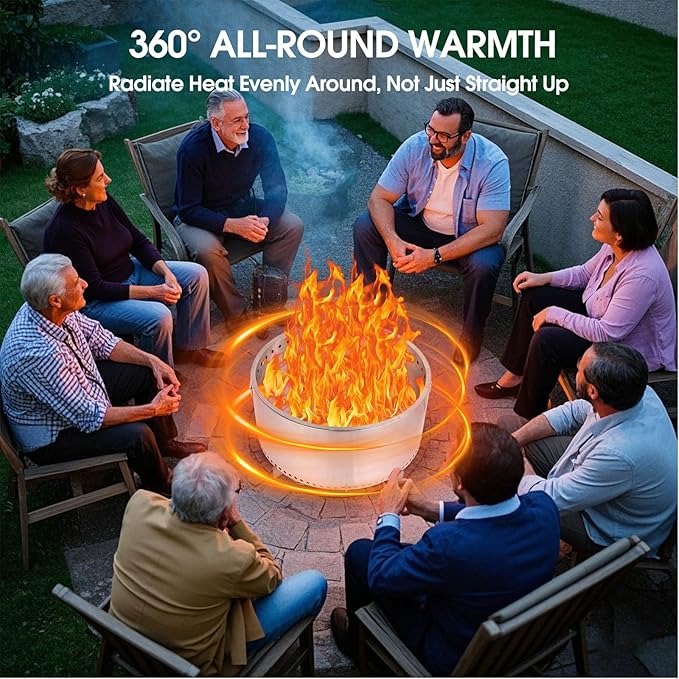 27" Smokeless Fire Pit, Wood Burning Camping Stove with Removable Stand & Ash Pan, Portable Outdoor Bonfire Fire Pit, Stylish Practical Solo Stoves for Camping Backyard Patio Beach