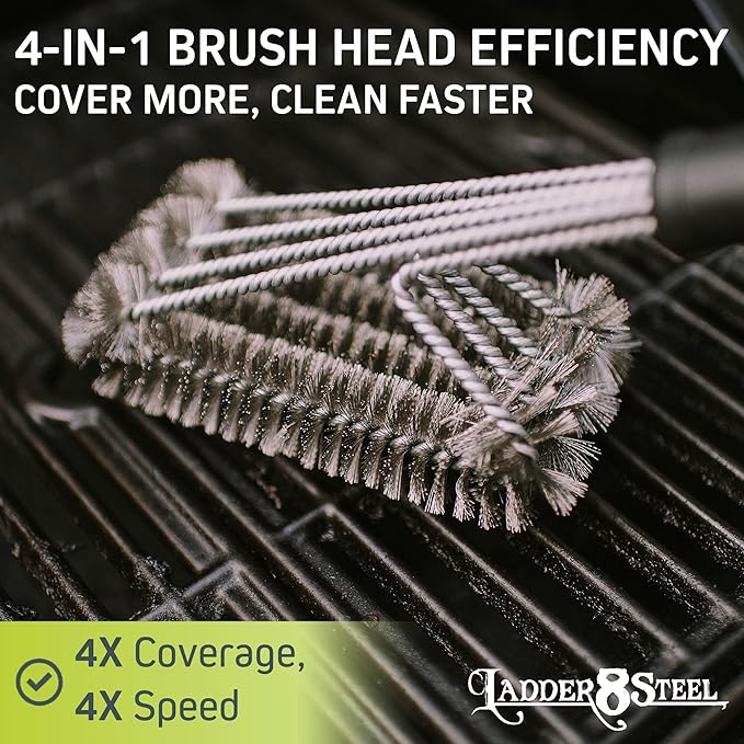 Jolly Green Products Heavy Duty Grill Brush for Outdoor Grill – Safe Grill Brush Designed by Firefighter | Barbecue Grill Brush & BBQ Brushes for Grill Cleaner | Durable & Safe for All Grates