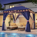 LAUSAINT HOME Outdoor Patio Gazebo 10'x10' with Expansion Bolts, Heavy Duty Party Tent & Shelter with Double Roofs, Mosquito Nettings and Privacy Screens for Backyard (Klein Blue)