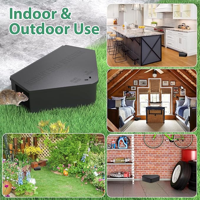 Anblak 2 Pack Rat Station Box with Keys, Rodent Station Keeps Rats Away, Keeps Children and Pets Safe, Key Unlocking, Reusable & Long-Lasting, Indoor & Outdoor
