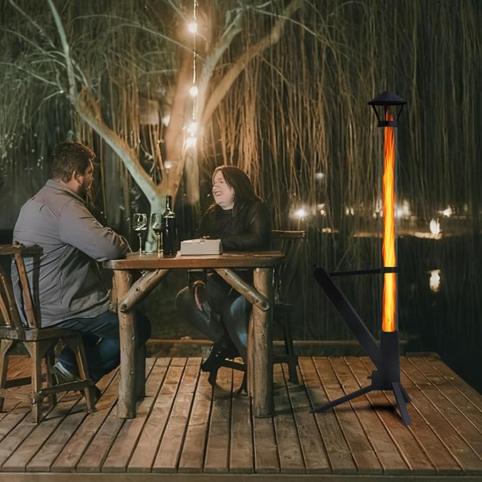 55.9 Inches Wood Pellet Patio Heaters for Outdoor Use, Portable Rocket Stove with Glass Tube for Patio, Porch and Garden