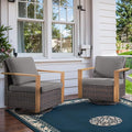 Belord Outdoor Swivel Rocker Chairs Set of 2 With Metal Wide Armrests, Patio Wicker Chairs, Glider Furniture for Porch Deck Sunroom Backyard