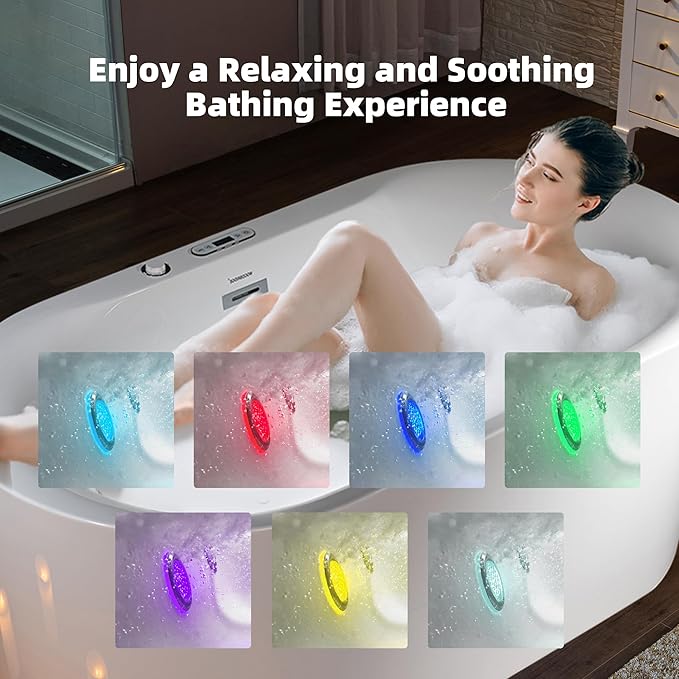 WOODBRIDGE 72" x 35-3/8" Whirlpool and Air Bath Heated Soaking Combination Tub with Adjustable Speed Air Blower and Display Control Panel,BJ-600